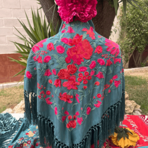 mantoncillo de seda verde petróleo