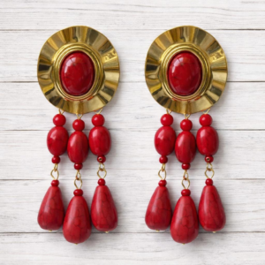 pendientes rojos piedras naturales
