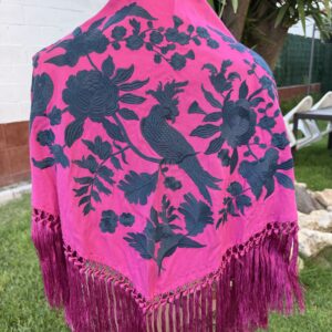 mantoncillo de algodón azul con fleco de borlón (copia)