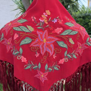 mantoncillo de viscosa burdeos con fleco de borlón (copia)