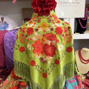 mantoncillo de seda, beige con fleco de borlón (copia)